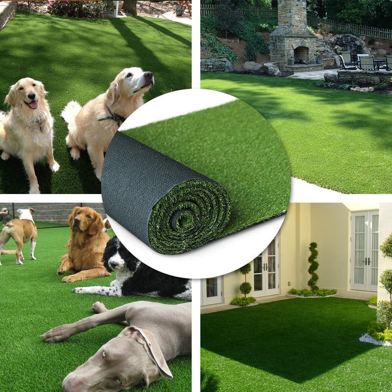 Miniatura 6 de Petgrow  Alfombra de césped artificial sintético de 0.8 pulgadas de altura para interiores y exteriores, alfombra de césped artificial para jardín,