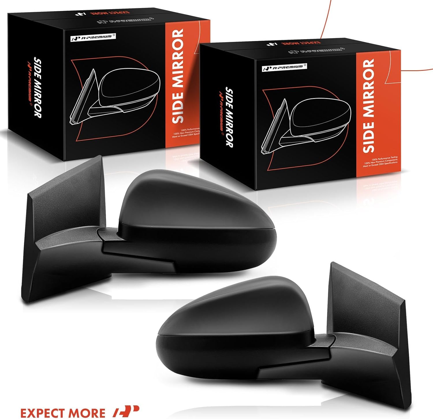 A-Premium Pair (2) Driver and Passenger Side Manual Door Mirror - Compatible with Chevrolet Sonic 2012/2015-2020 - Heated Manual Folding Black Outside Rear View Mirror - Replace# 95205435