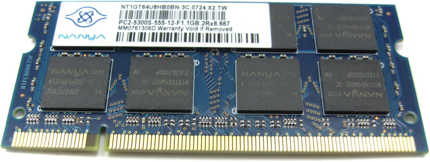 HP 598861-001 1GB, 800MHz, PC2-6400, SDRAM Small Outline Dual In-Line Memory Module (SODIMM)