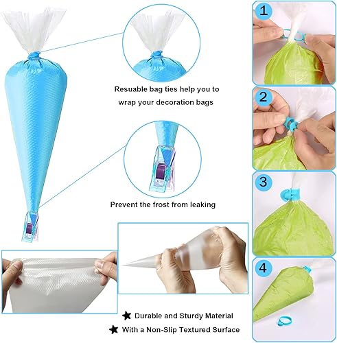 Miniatura 3 de Juego de 123 bolsas y puntas para tuberías, kit de suministros de decoración de pasteles, bolsas desechables para pastelería, bolsas de pastelería