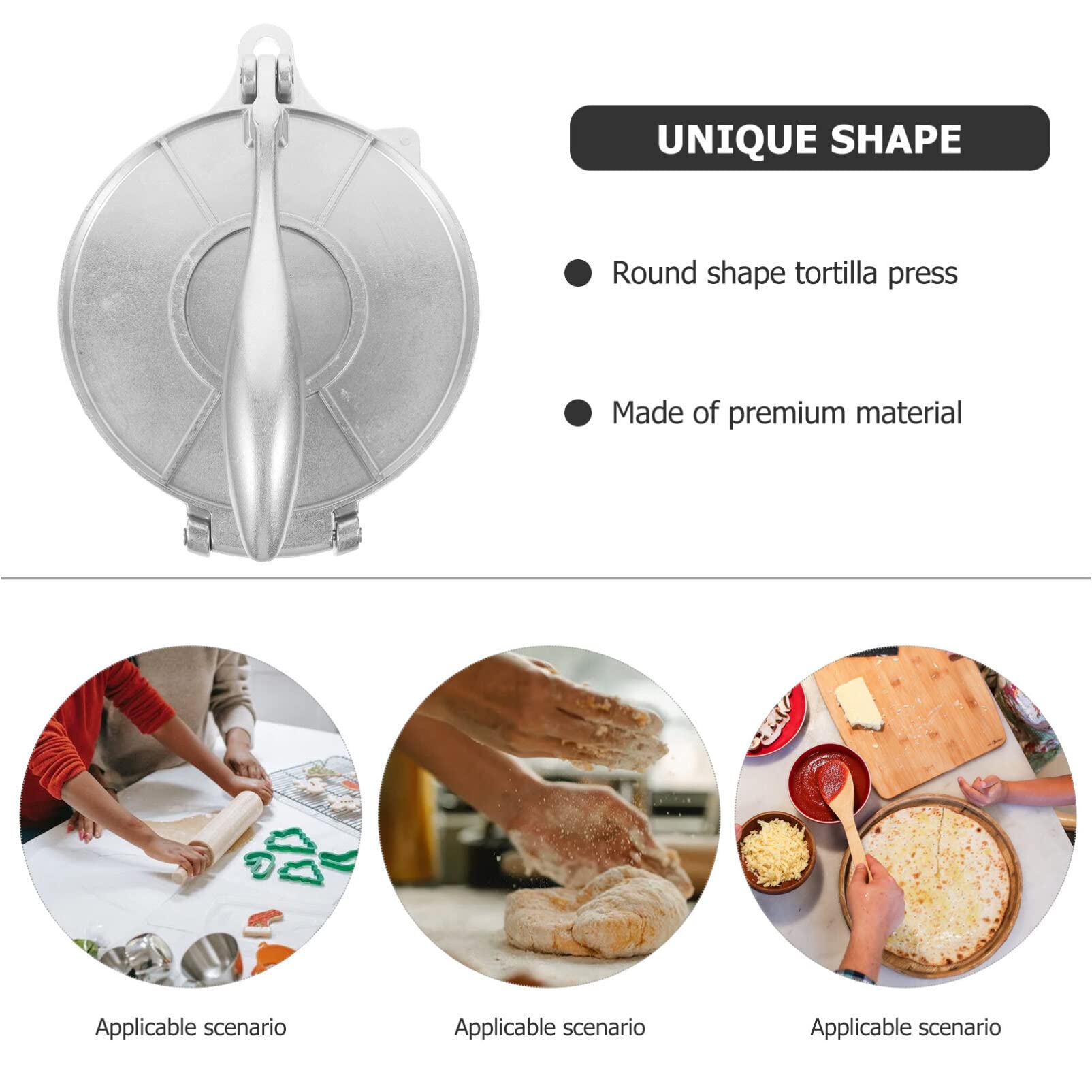 ABOOFAN Tortillapresse 12 Zoll Teigpresse Quesadilla Maker Tortilla Maker Presse Empanada Maker Presse Tortillas Presser Chapati Zum Drehen Pizzapresse Onigiri Form Silber 30 Cm
