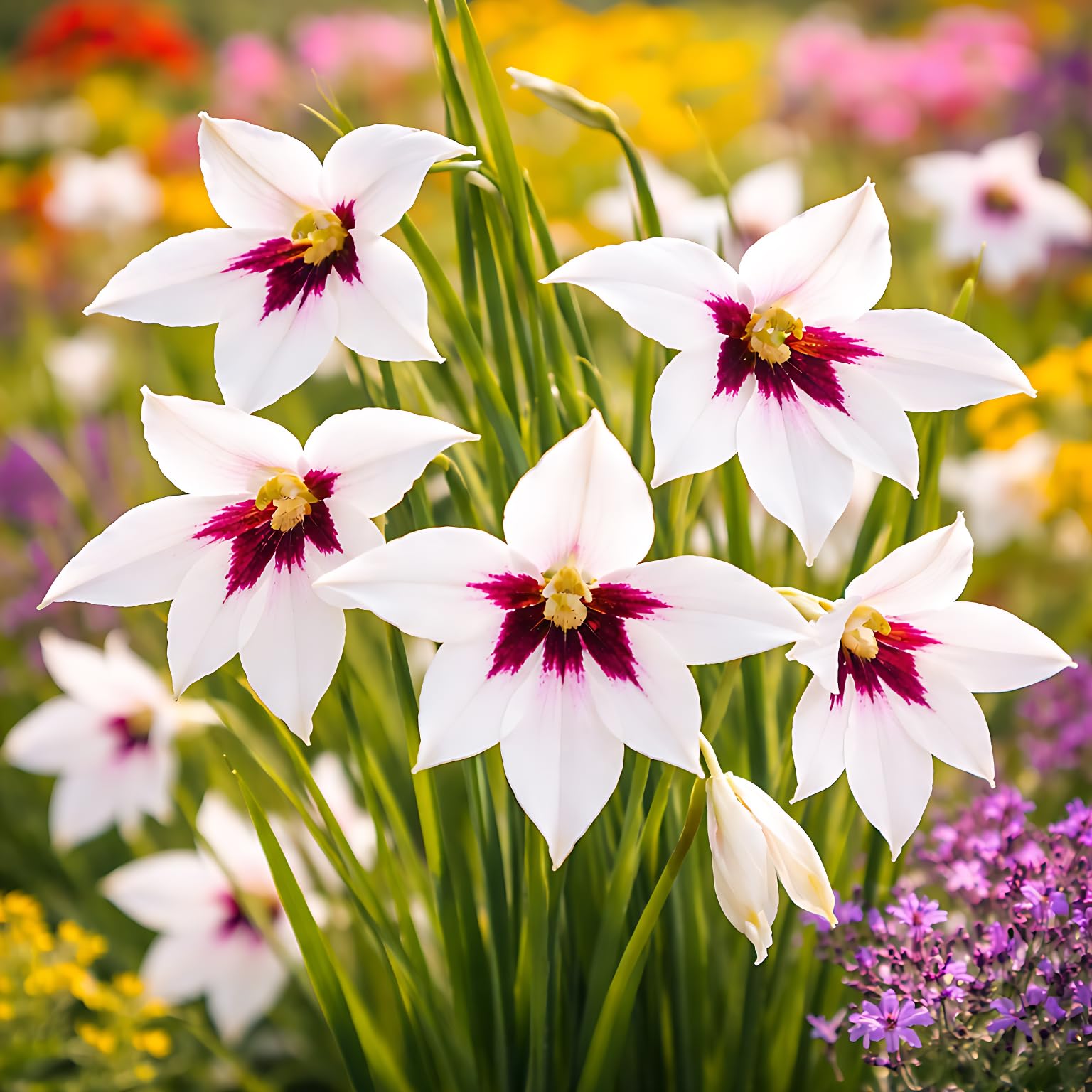 10 Peacock Orchid Bulbs - Abyssinian Gladiolus Highly Fragrant Summer Blooming - Perennial Garden Plants for Borders Containers Cut Flower - Growing Spring Planting Outdoor Corms - Size:5/6 cm