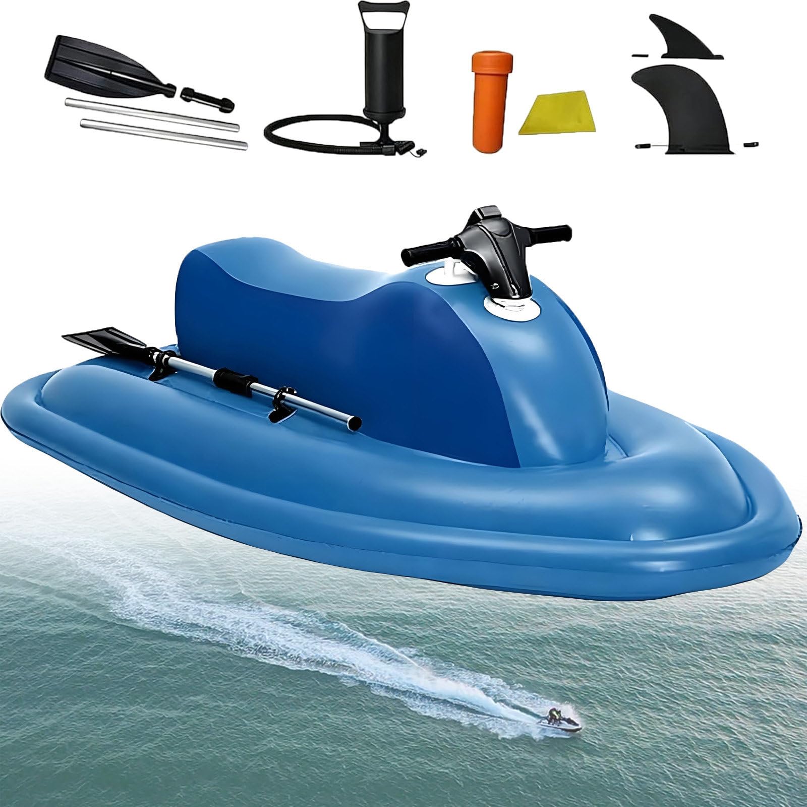 NYANS Inflatable Jet ski with Dual Safety Fins, for Lakes and Coastal Waters Onlyboat