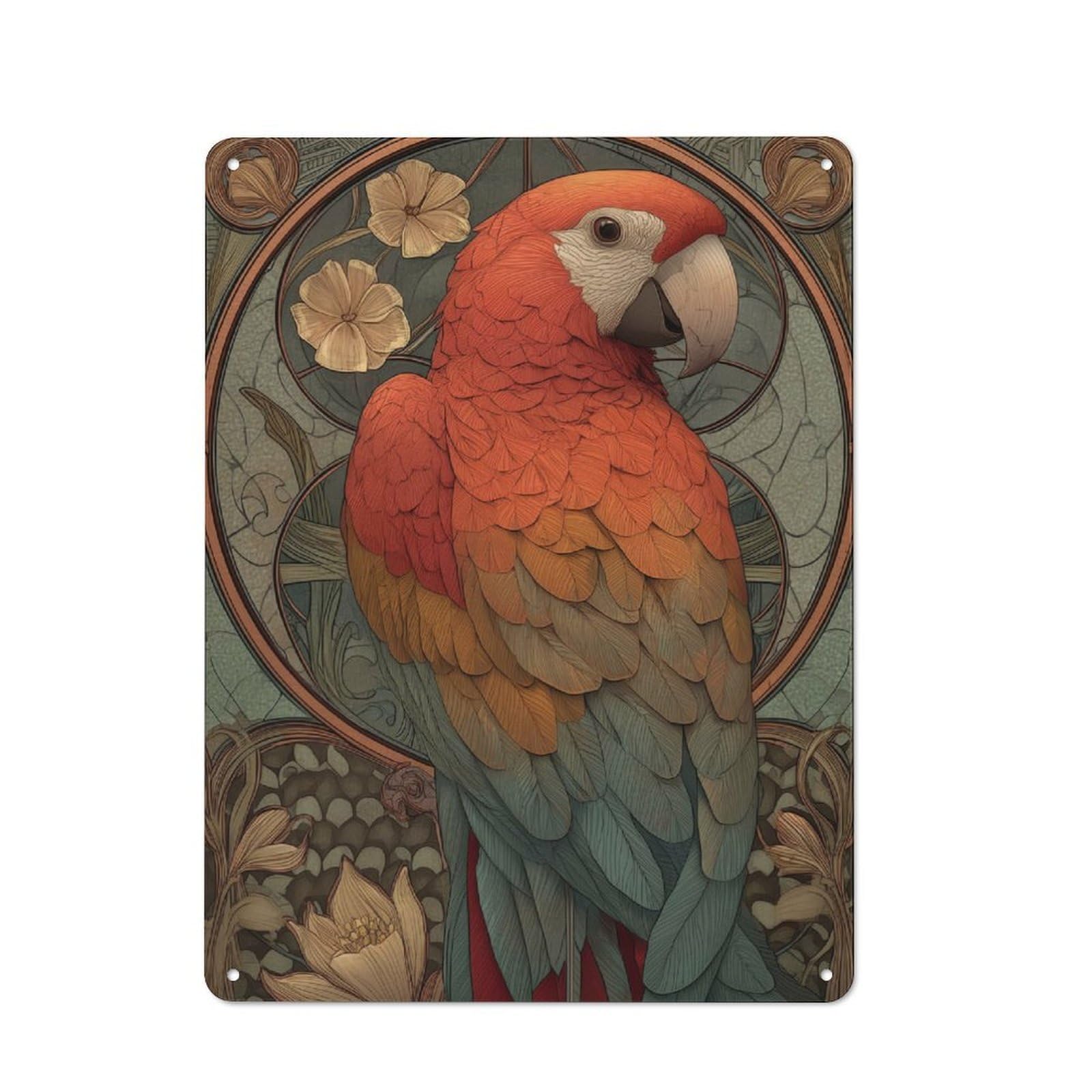 Junmoney Art Deco Parrot Tin Wall Plaque 40X30cm With For Bar Or Restaurant, For Hospitality Decor Collectors