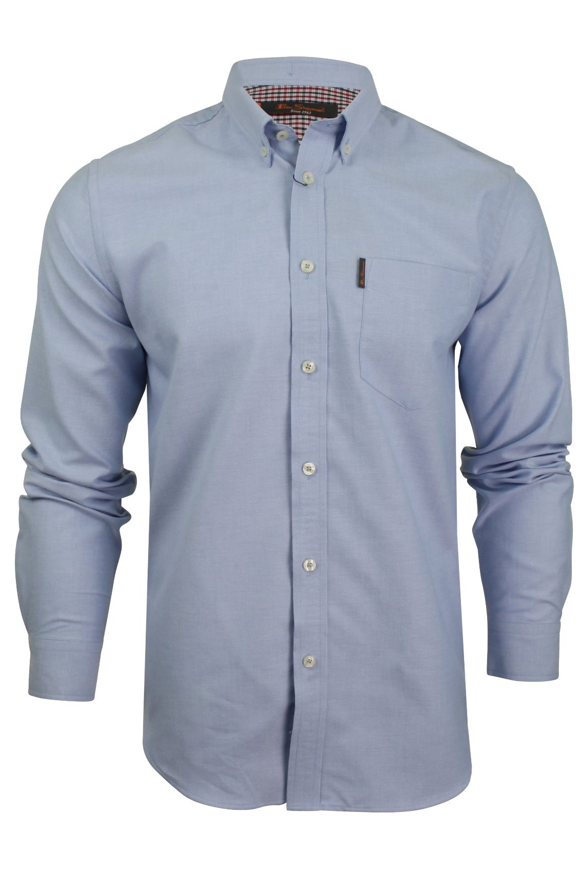 Ben Sherman Men's Light Blue Button-Down Collar Oxford Shirt, Long Sleeved, Regular Fit (Light Blue) S