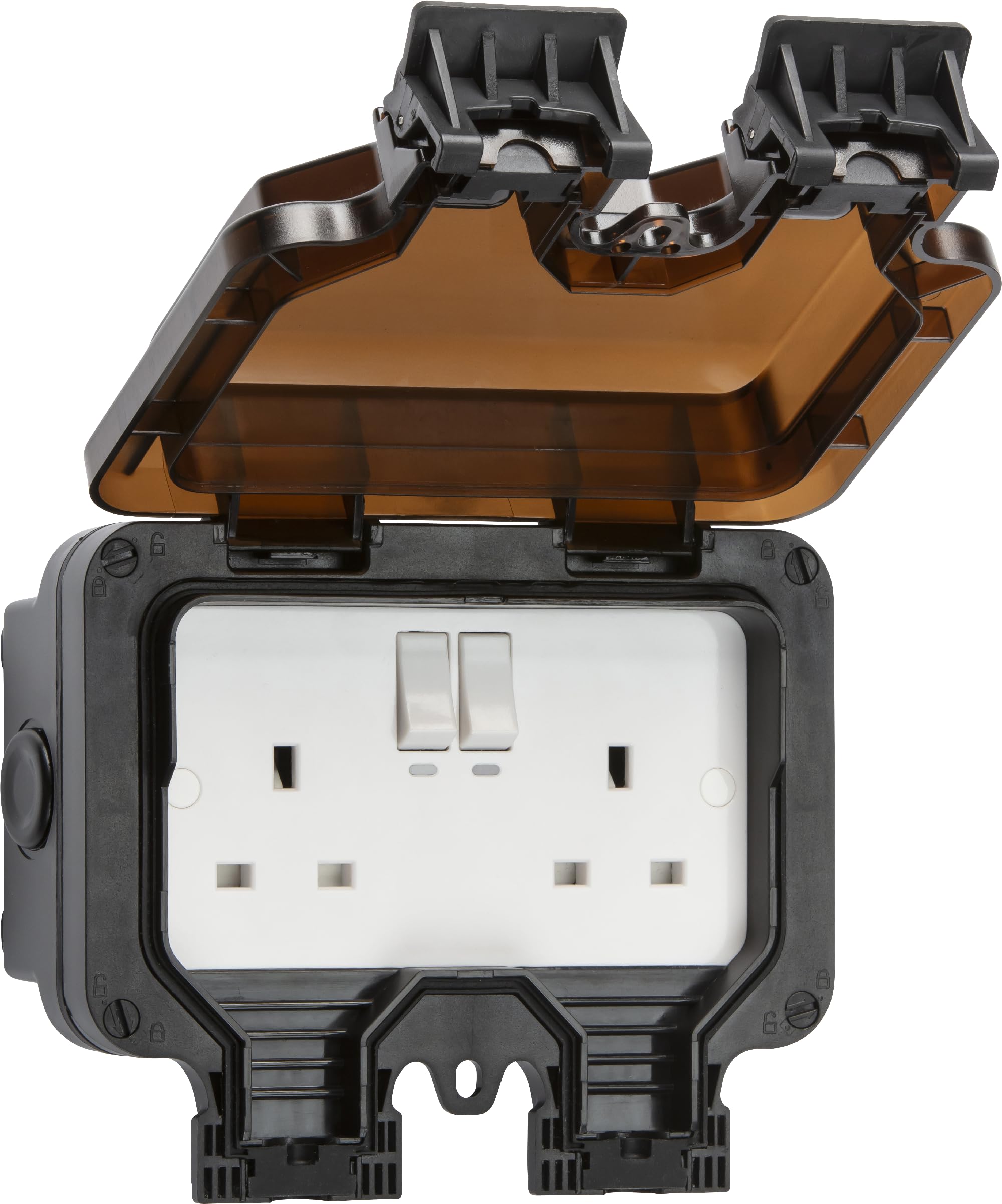 Knightsbridge Smart WiFi Waterproof Outdoor Double Socket, Black, Compatible with Alexa & Google Assistant, IP66 / IK06 Rated, 230 V, 13 A