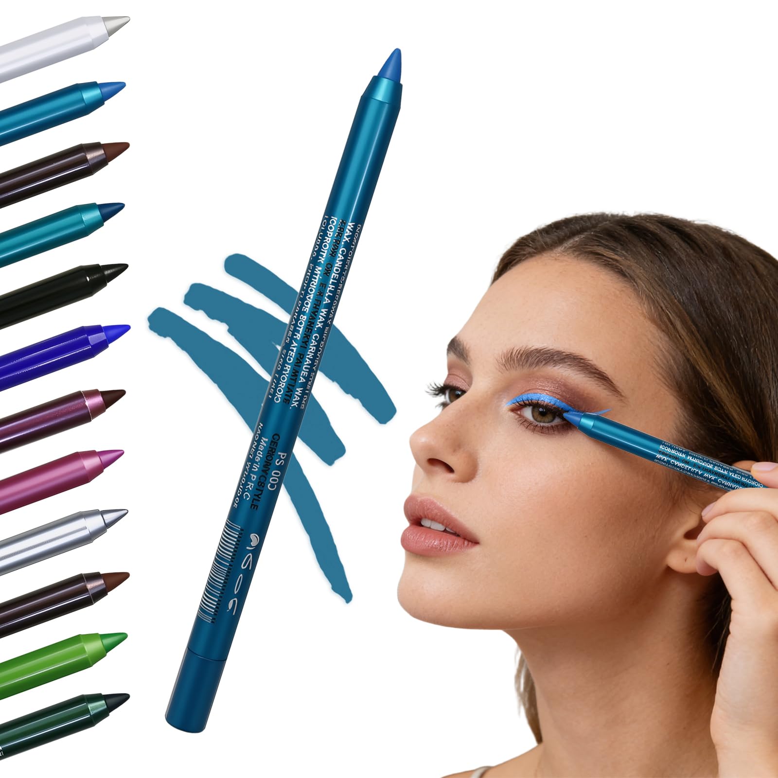 Pencil Waterproof Eyeliner, Smudge-Proof, Creamy Colored Gel Waterline Eyeliner Liquid, Stocking Stuffer for Women(Sky Blue)