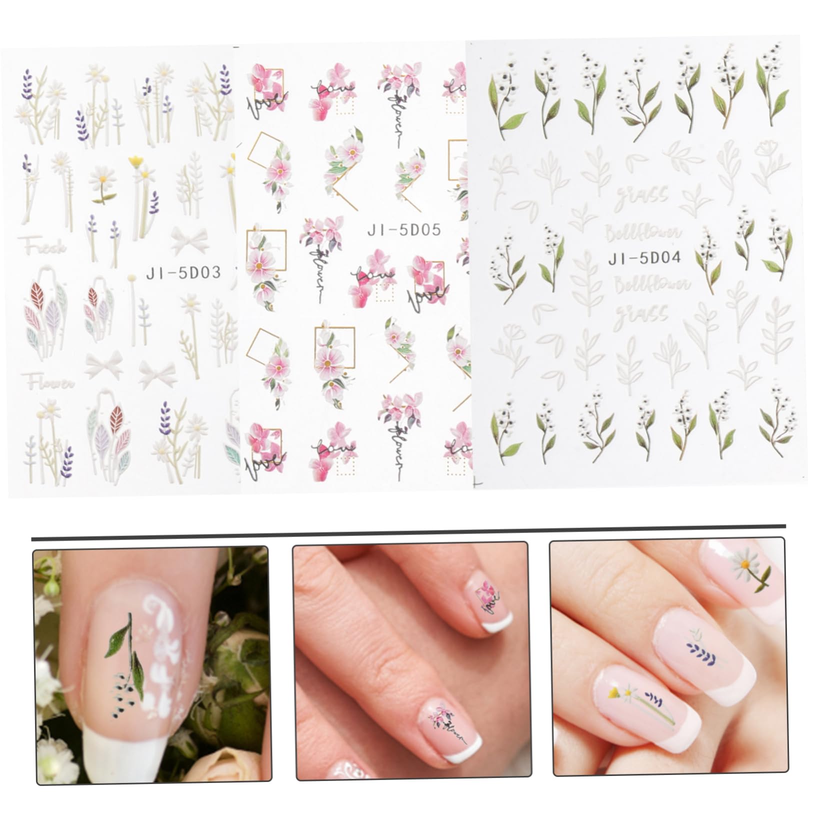 Healvian 15fogli Fiori Adesivi Per Unghie Stickers Rilievo Per Nail Art Autoadesivi Eleganti Per Manicure Perfetti Per Occasioni Formali e Casuali