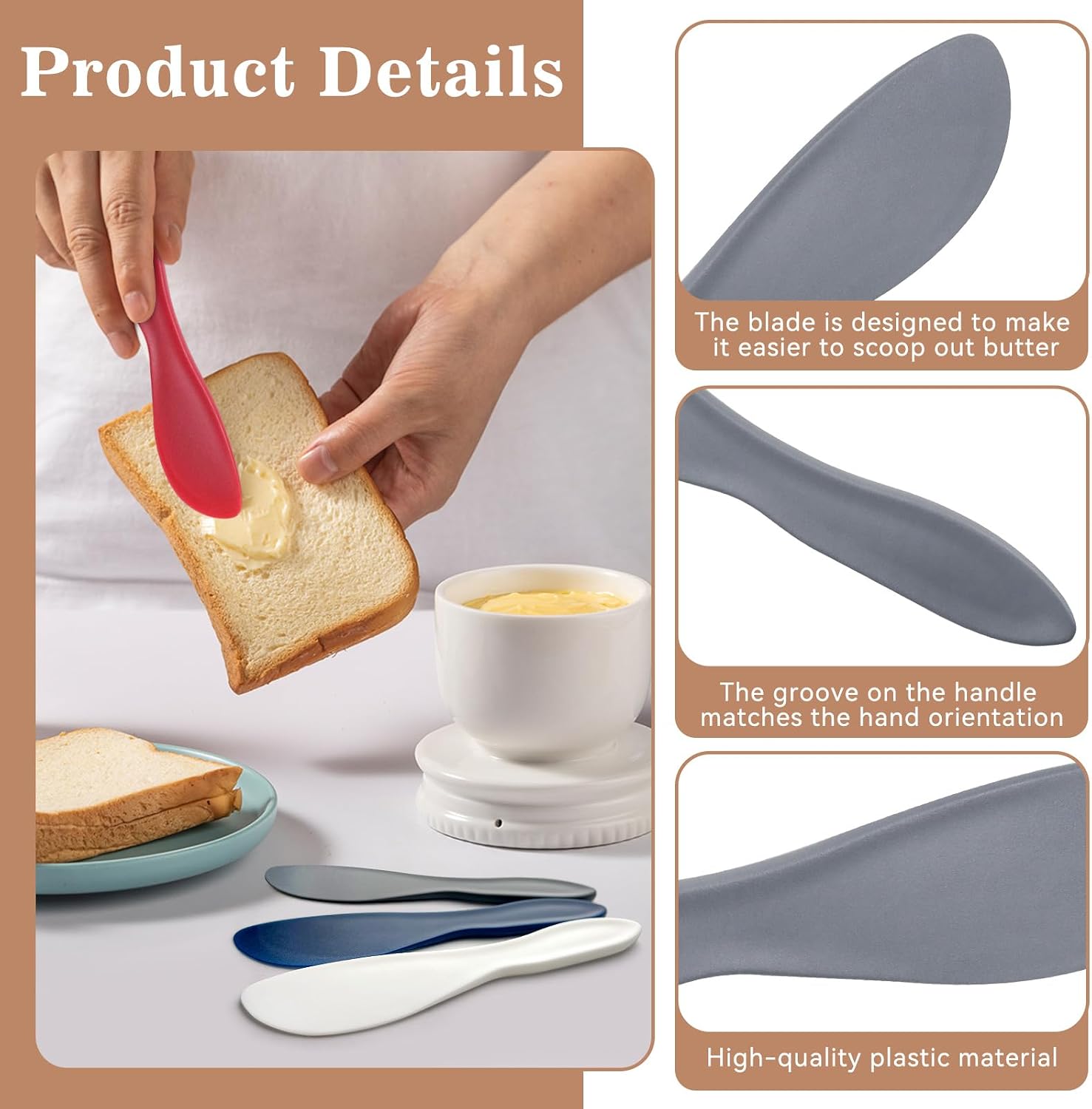 15PCS Plastic Non-Stick Butter Spreader, Multi Purpose Cake Knife Heat-Resistant Butter Stirrer Tool for Cheese, Sourdough, Cream and Butter Spreading (4 Colors)