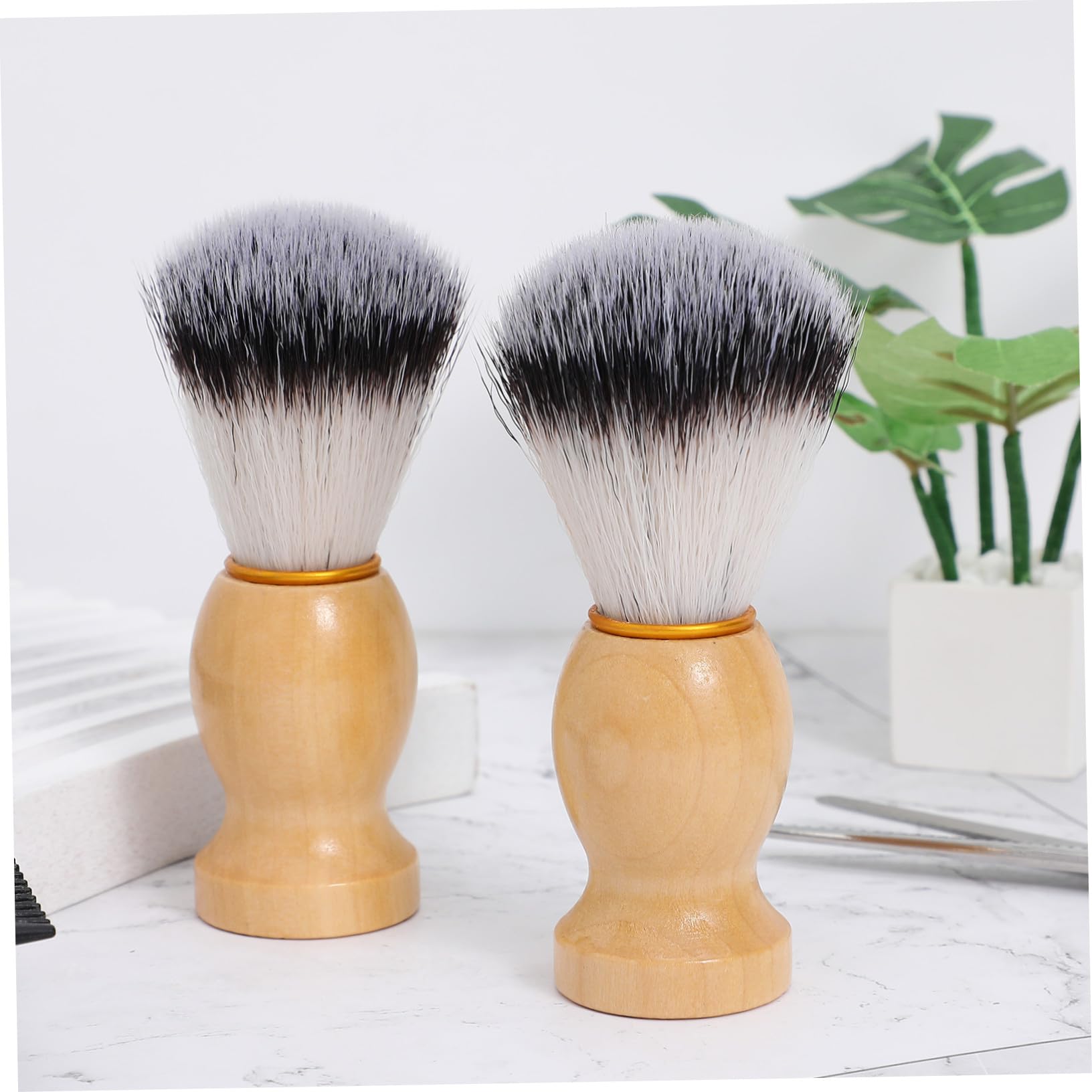CALLARON 10 Pezzi Spazzola da Barba Uomo in Legno e Setole Nylon Pennello per Rasatura Veloce e Rimozione Detriti Setole Morbide Rapida Asciugatura per Cura Barba Professionale