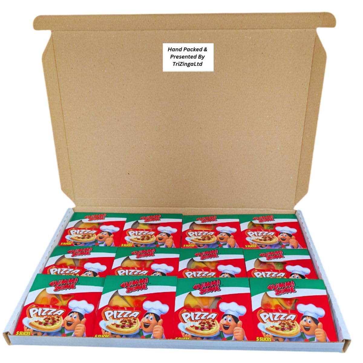 Happy Birthday Leckerli-Box | Gummizone leckere Pizza | lustige & fruchtige Pizza-förmige Gummibärchen (12 Boxen)