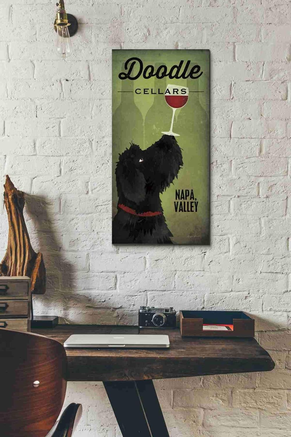 Epic Graffiti 'Doodle Wine II Black Dog' by Ryan Fowler, Canvas Wall Art, 12"x24"