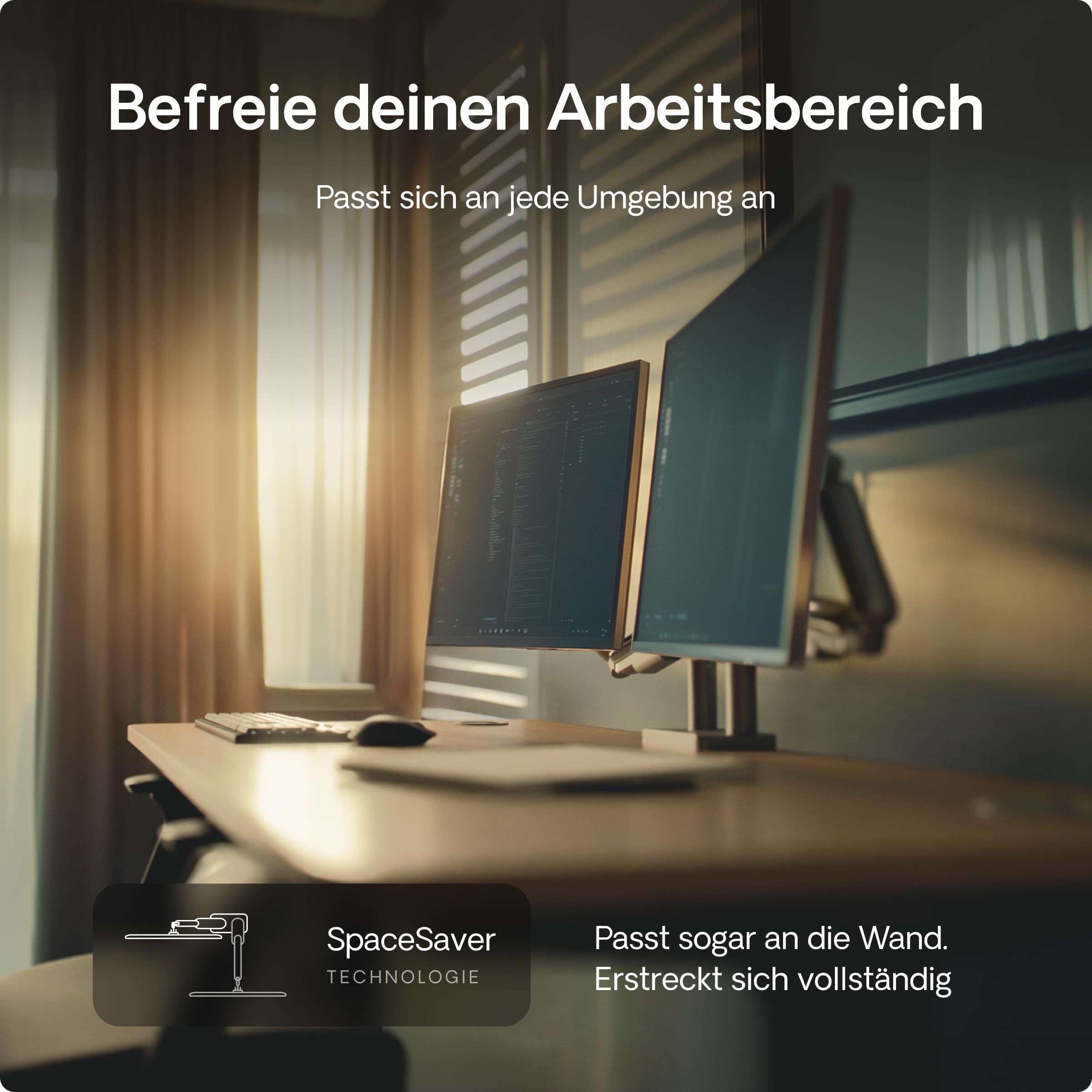 Desktronic Doppelte Monitor Halterung, Bis zu 32" & 8kg, 360° Drehung, Höhenverstellbar, Robuste Bauweise, Einfache Montage, Für Große Bildschirme, Ergonomisch, Passend für alle VESA 75/100