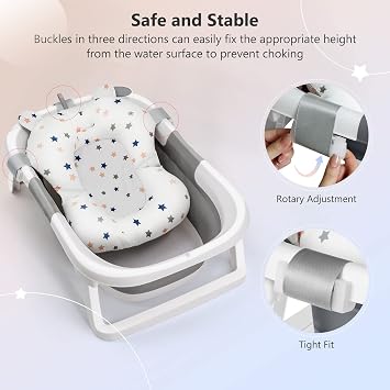 Baby Bath Cushion, Bathtub Pad & Mat Pillow for Newborns to 12 Months - Anti-Slip Support Seat Pads, Shower & Tub Accessories