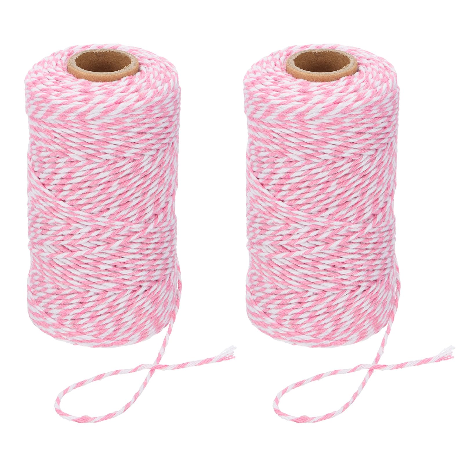 PATIKIL 100m Butcher String Twine, 2 Roll 2mm Cotton Bakers Decorative Twine String Rope Cord for Gift Wrapping Arts Crafts Party Kitchen Gardening, Pink White