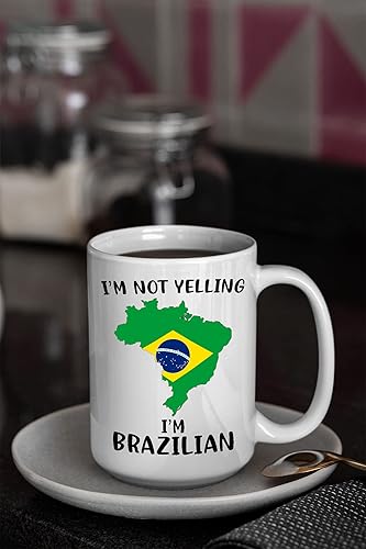 Miniatura 5 de Funny Brazil Pride Coffee Mugs, I'm Not Yelling I'm Brazilian Mug, Gift Idea for Brazilian Men and Women Featuring the Country Map and Flag, Proud
