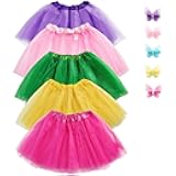 Jeowoqao Girls Tutu Set, 5pcs Tutus Dance Tutus Dress with 5pcs Flower Hairpins Fit Kids Age 3 4 5 6 7 8