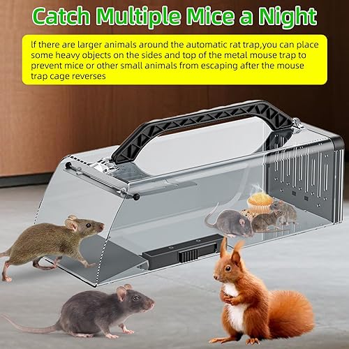 Miniatura 4 de Trampas humanas para ratones de 12 pulgadas para interiores y exteriores, para el hogar, trampa para ratas en jaula viva, trampa extendida