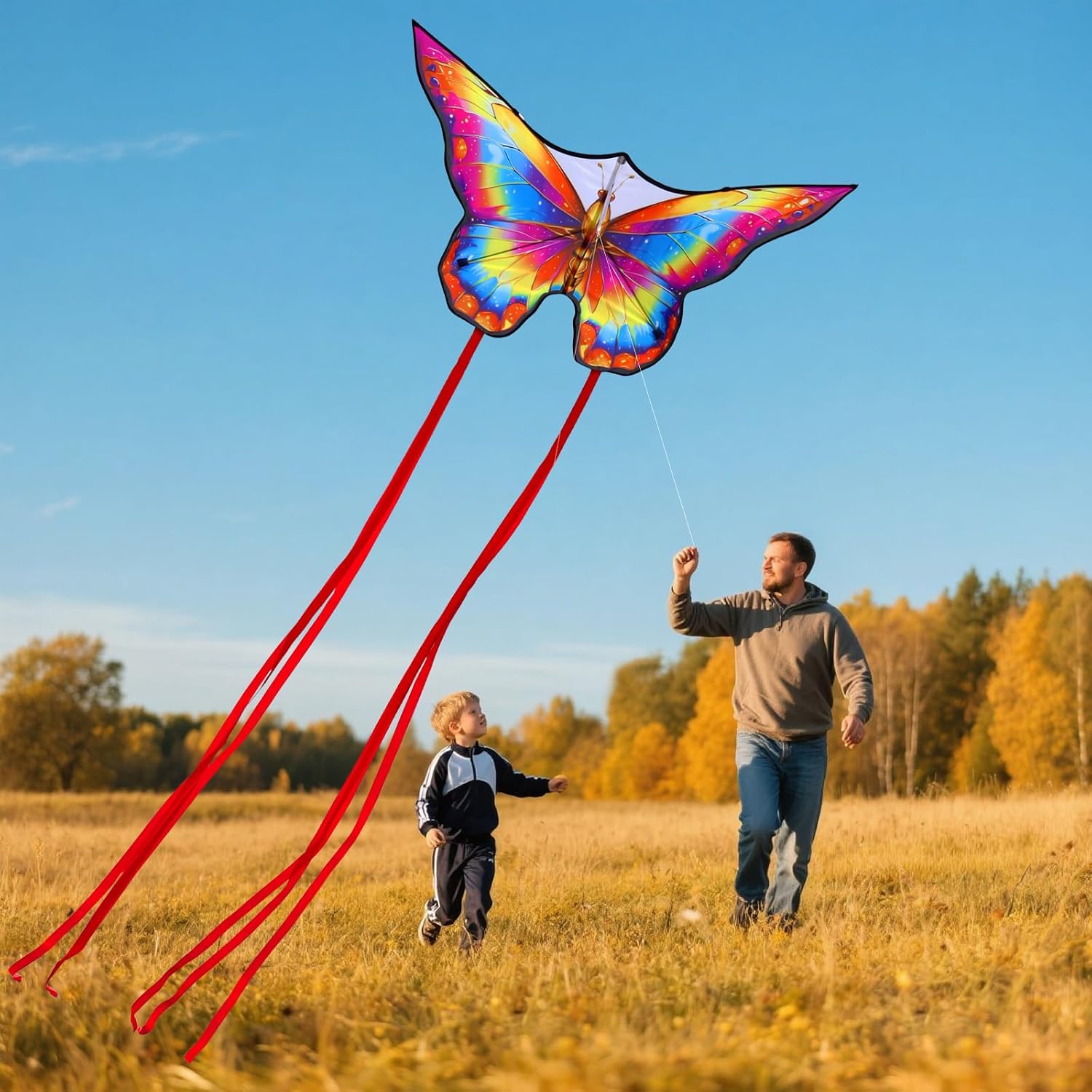 Xida Butterfly Kite for Kids & Adults, Easy to Fly, Ages 4-8, Large Kite with 300ft Handle, Perfect for Beach Trips