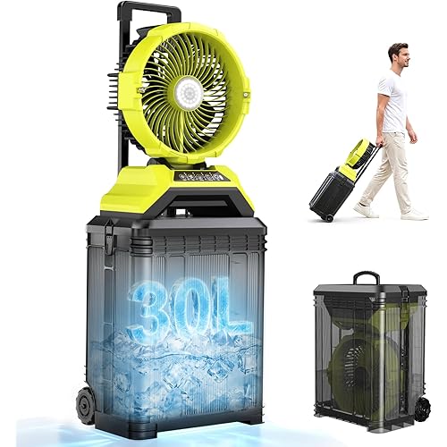 TaskStar 13" 8 Gal Outdoor Misting Fan, Rechargeable 30000mAh Misting Fans for Outside, 7-30H Runtime, Remote Control & Oscillation, Portable Cooling Fan for Patios Camping Garage Golf Sports Travel
