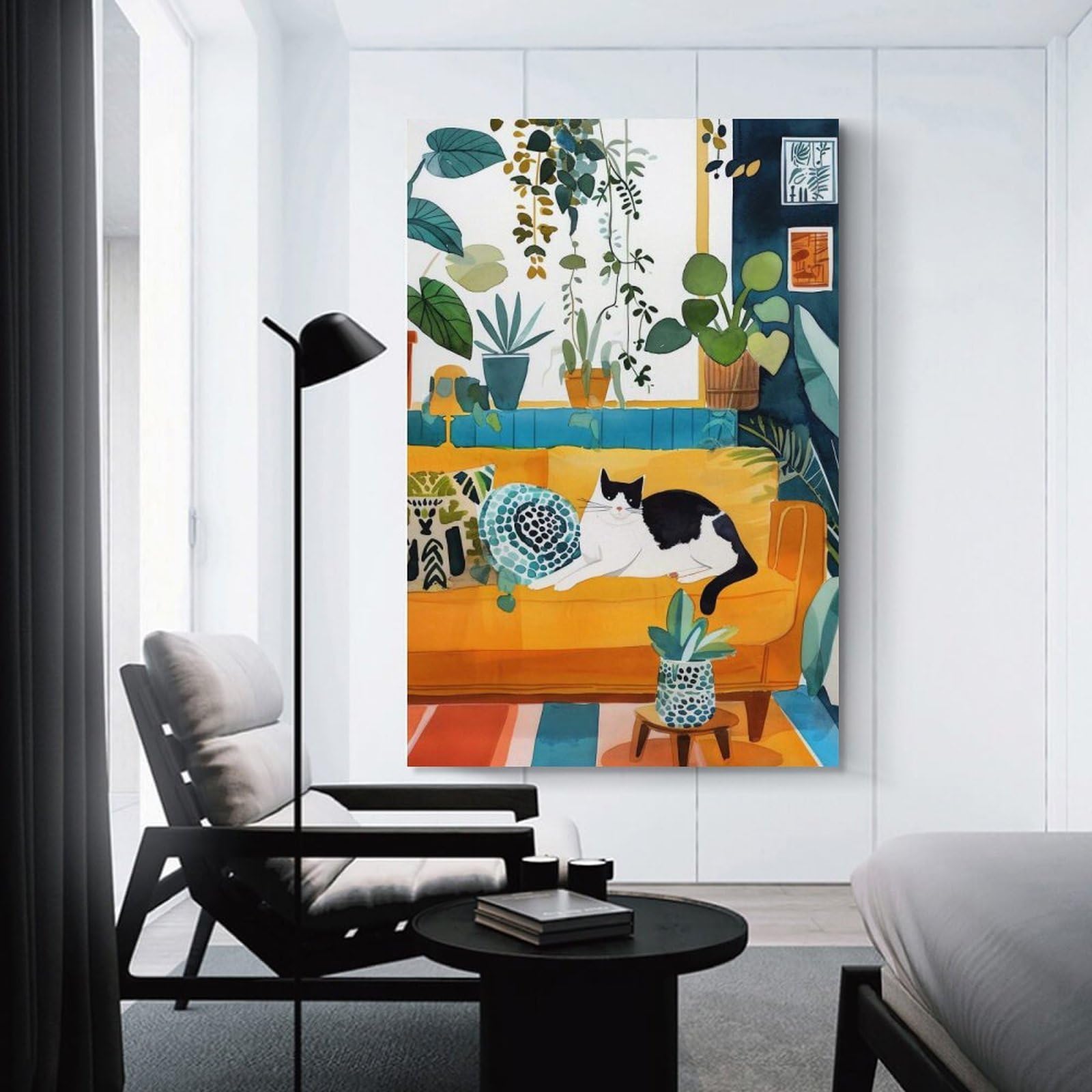 Junmoney Cats Life Canvas Wall Picture 12x18inch(30x45cm), for Picture Wall Styling in Lounge Or Bedroom, Decorative Artwork with Flexible Styling