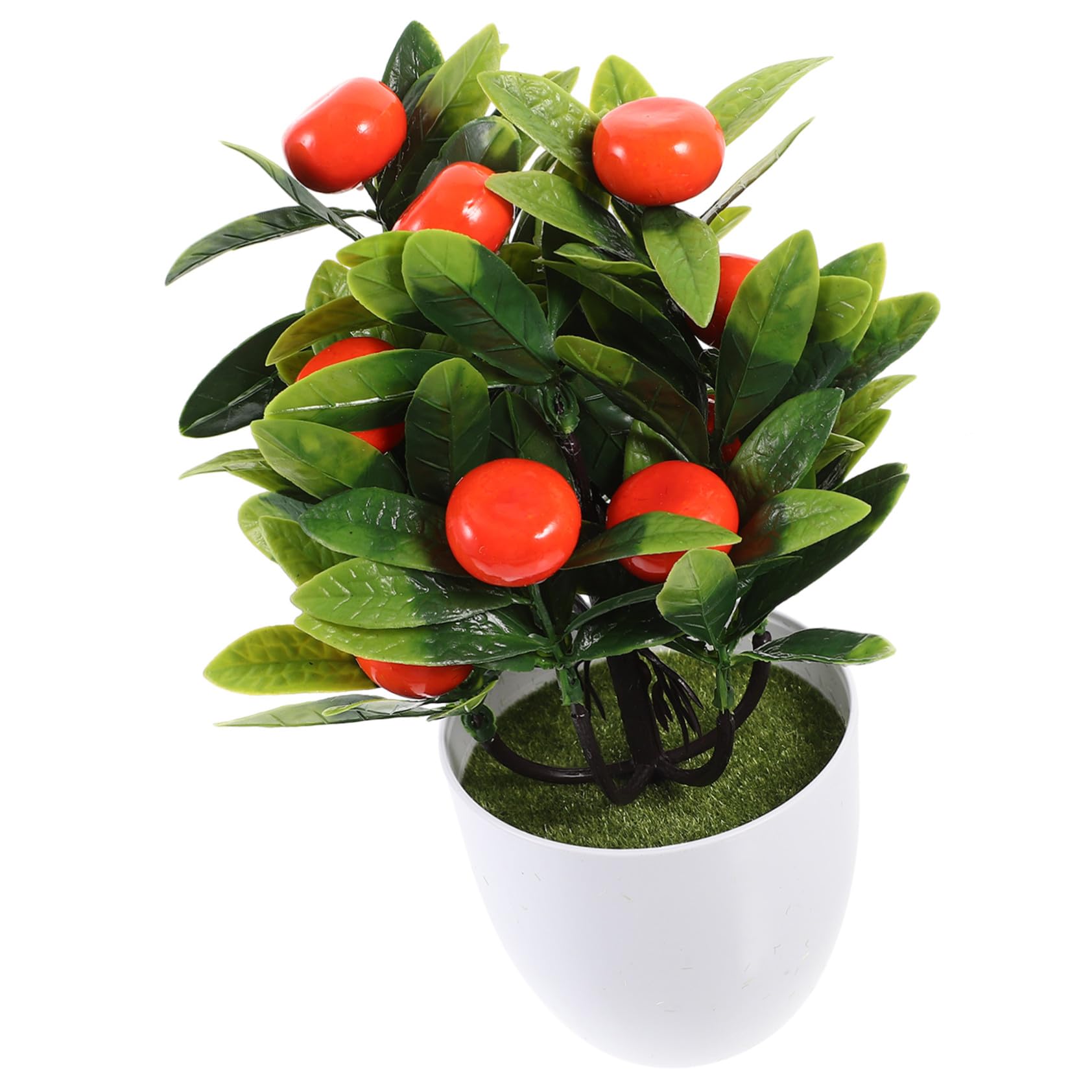 Fausse décoration en pot orange pour verdir un intérieur sans entretien ni arrosage