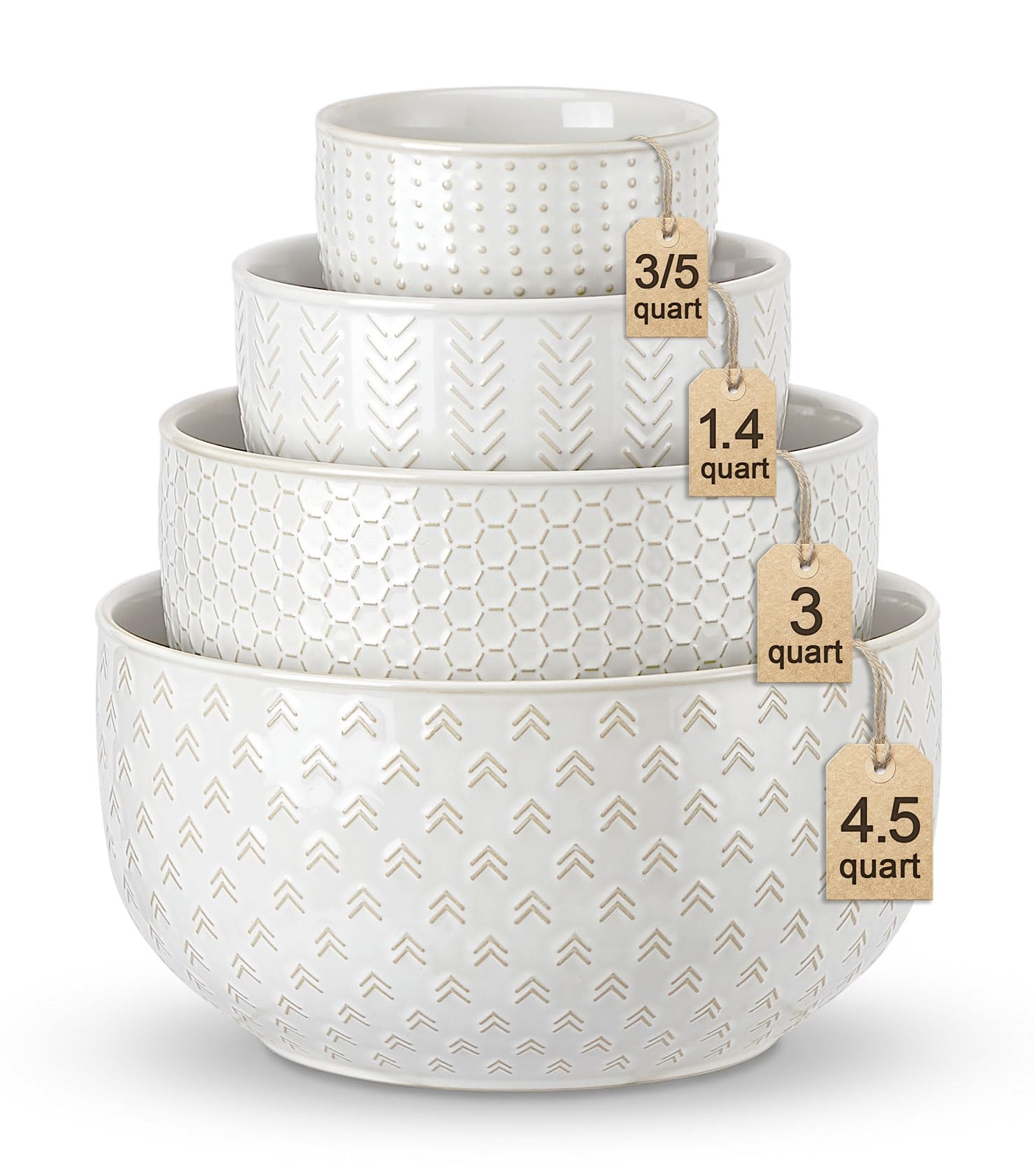 Lareina Ceramic Large Mixing Bowls Set of 4