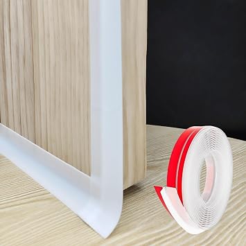 T Shape Door Seal Strip for Door & Windows Gaps,Draft Stopper Bottom Sweep Weather Stripping for Energy Saving, Noise Reduction,Easy Install White, 1.38" W x 9.8Ft