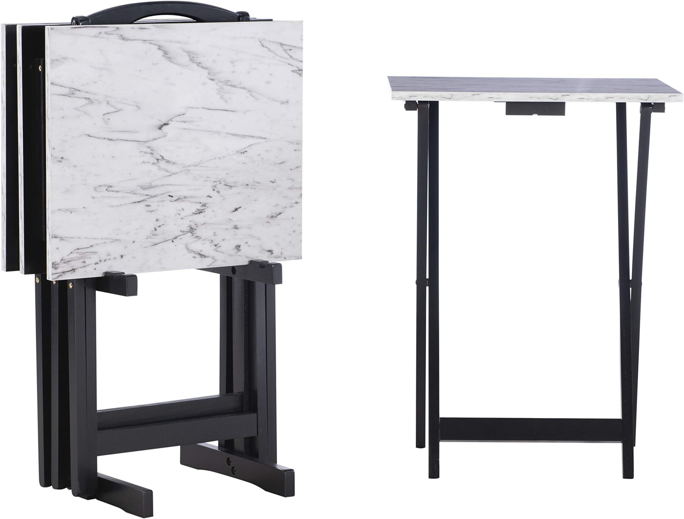 Tray Table Set, 15.75"D x 18.9"W x 26.38"H, White
