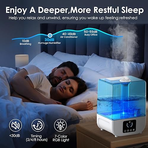Miniatura 3 de Humidificadores para dormitorio, humidificadores de niebla fría para plantas de bebé de habitación grande, mini humidificador pequeño 5L aceite