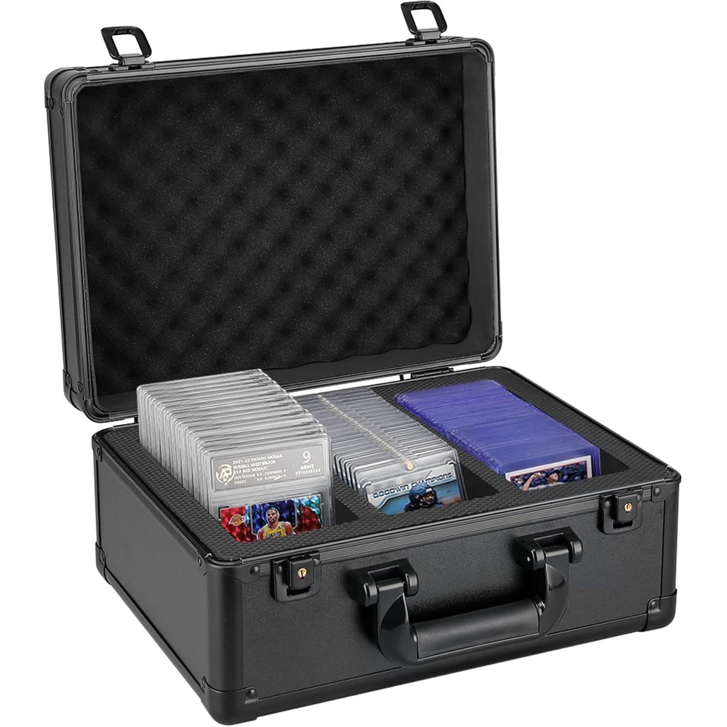 Valigetta Carte Gradate con 3 Scomparti, in Alluminio Leggero con Serratura a Combinazione, Valigetta da Collezione per Carte da Gioco con Rivestimento in Schiuma EVA