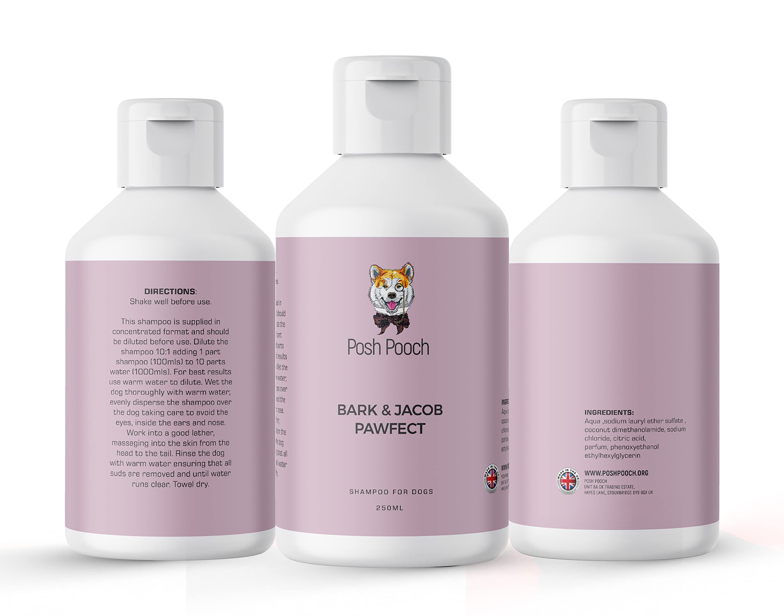 Designer Shampoo For Dogs Luxury Fragranced Wash Long Lasting Silky Shiny Ph Balanced Shampoo For Puppies and Dogs - Scented Luxurious Pet Safe Shampoo (Bark & Jacob Pawfect) — image 1