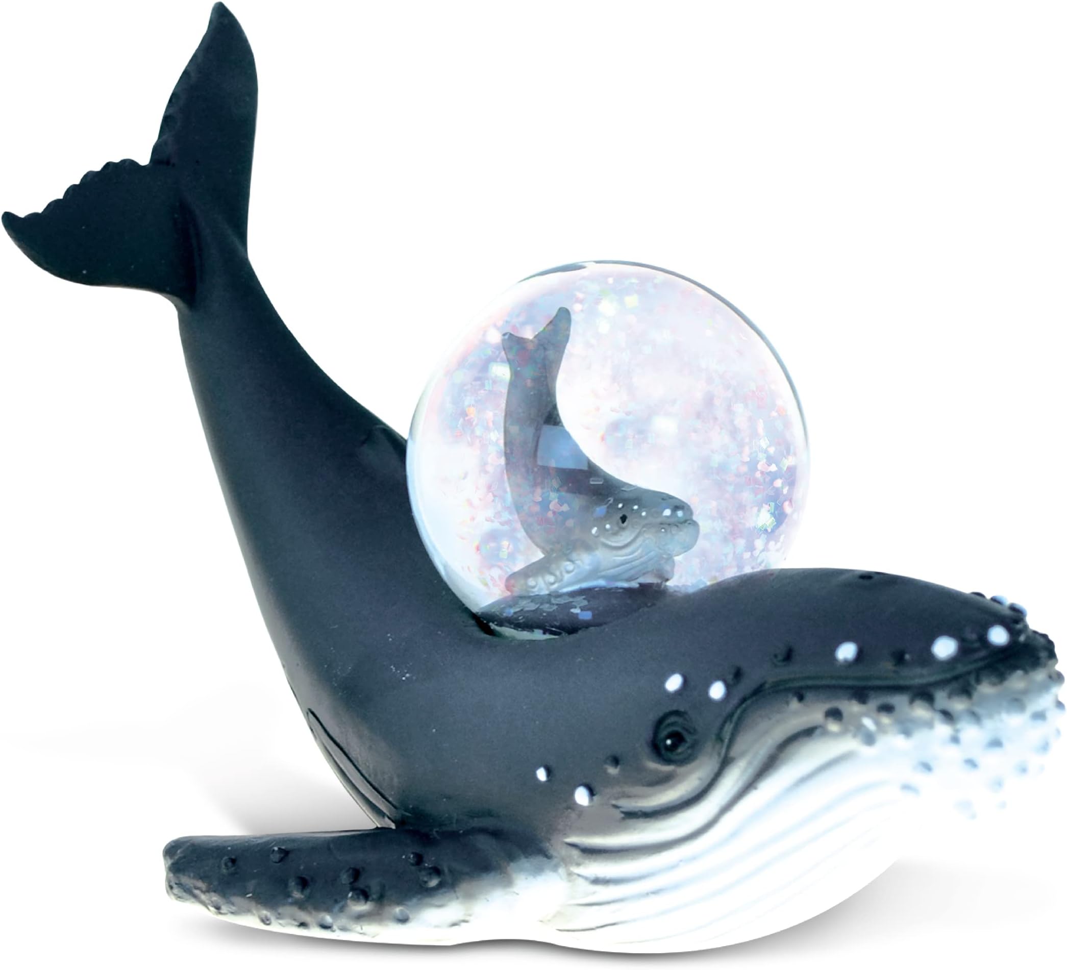 COTA Global Humpback Whale Snow Globe - Ocean Life Animal Water Globe Figurine with Sparkling Glitter, Zoo Collectible Novelty Ornament for Home Decor Gift for Birthdays, Christmas, Valentine - 45mm