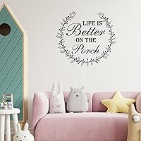 Vista 2 de Calcomanías de pared con texto "Life is Better On The Porche" extraíble para dormitorio, decoración del hogar