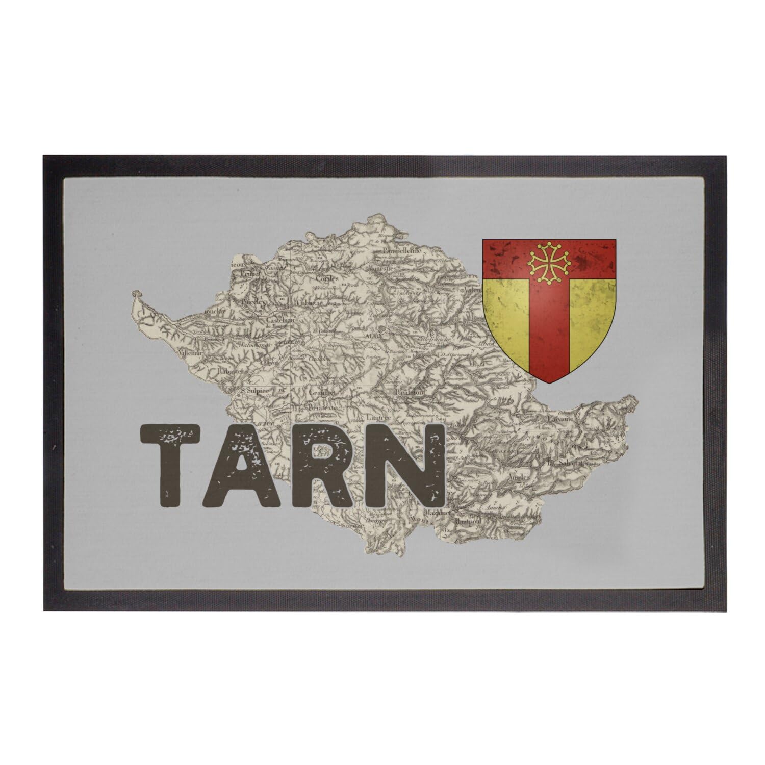 Paillasson gris Tarn 81 Albi carte ancienne Occitanie tapis entrée rétro 60x40cm