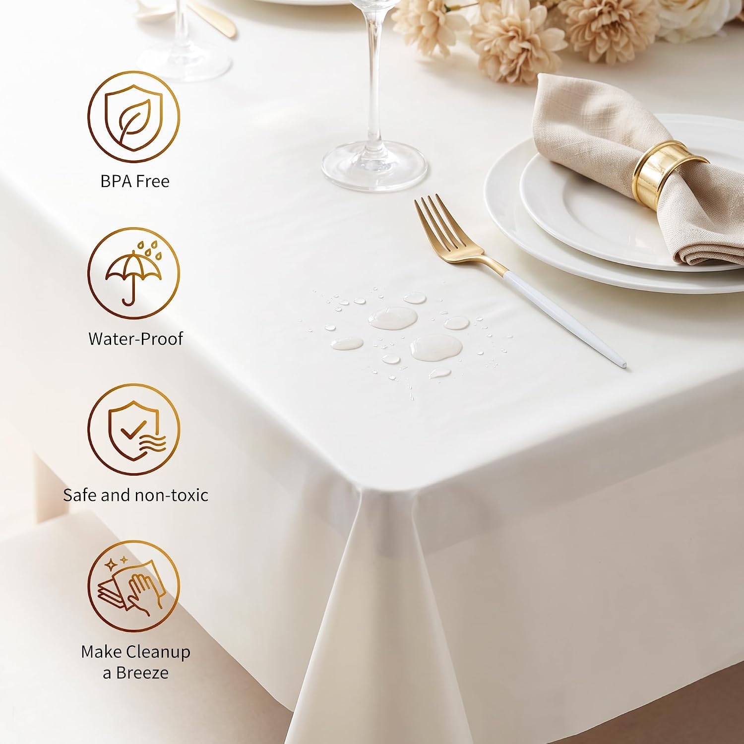 BESTVIP 54 in x 300 FT White Disposable Table Cover Roll