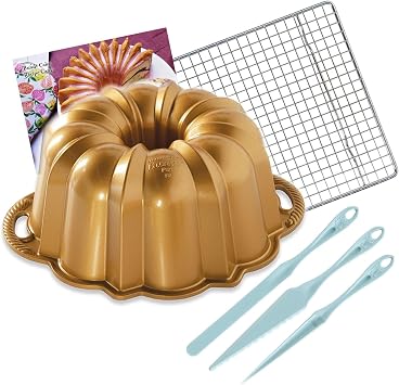 Nordic Ware Original Bundt Cake Pan - Finishing Tool & Cooling Rack Set
