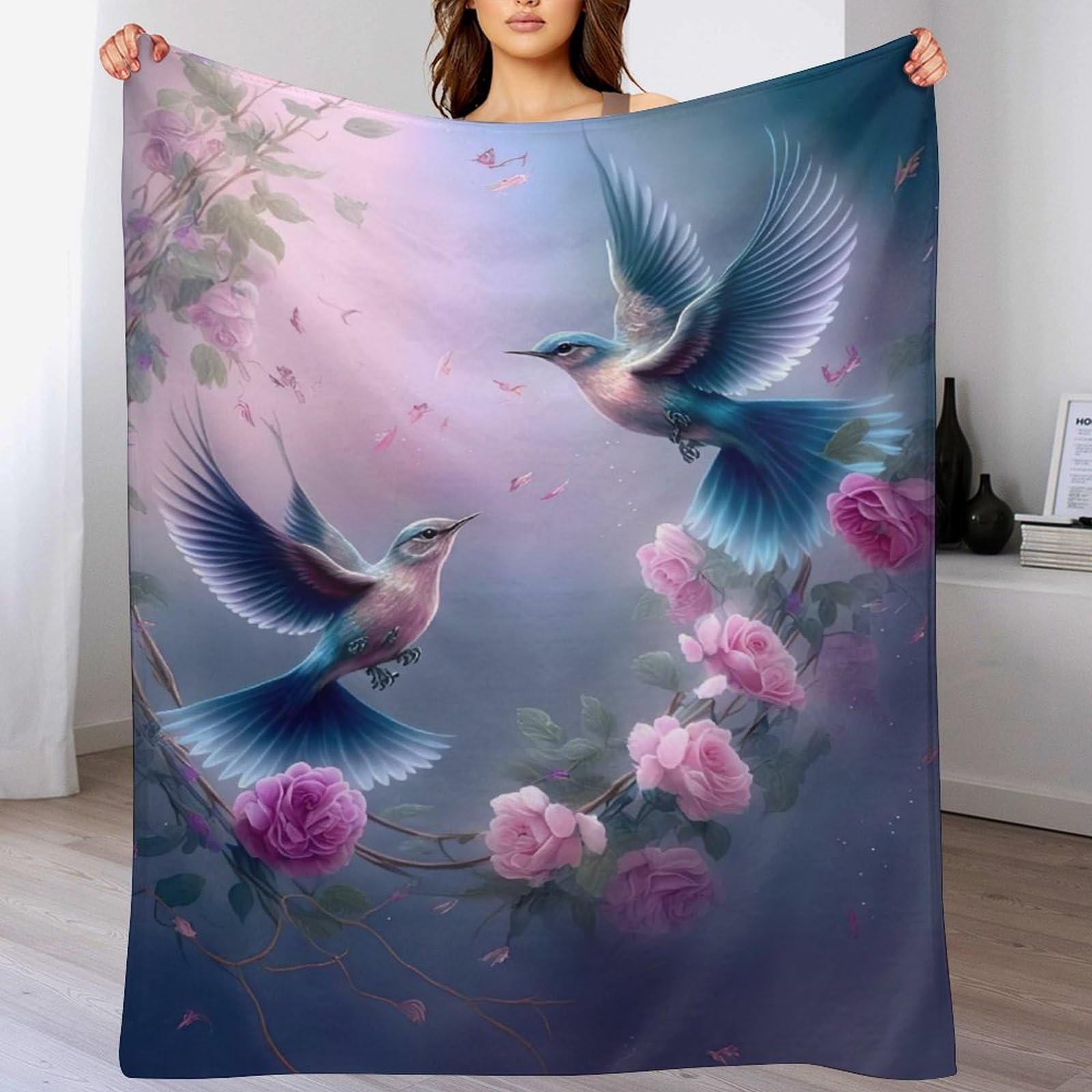Couverture douce et chaude oiseau mignon flanelle contre le froid du salon