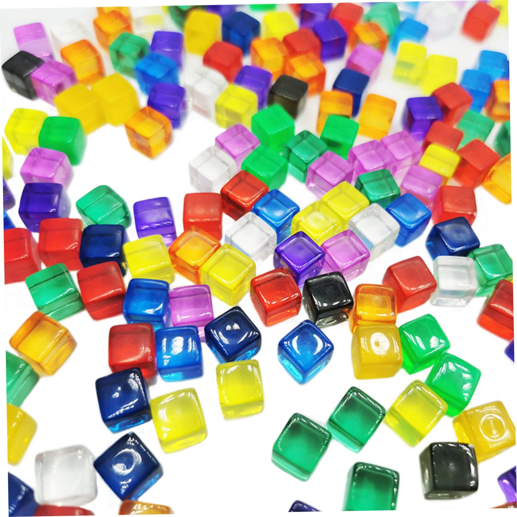 200PCS 8mm Acrylic D6 Dice Set Translucent Multicolor Square 6-Sided for Tabletop Games