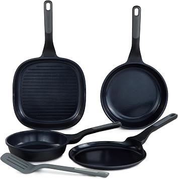 Berghoff Leo Stone+ 5Pc Nonstick Specialty Pans with Turner,Ceramic Coated