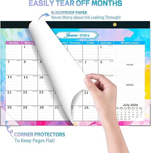 Miniatura 5 de Calendario de escritorio 2024-2025 de 12 x 17 pulgadas, enero de 2024 a junio de 2025, calendario de escritorio grande de 18 meses 2024-2025,
