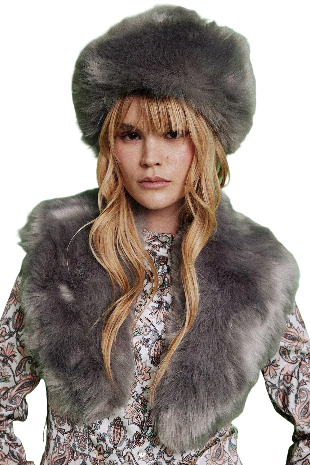 Jayley Collection Grey Faux Fur Collar
