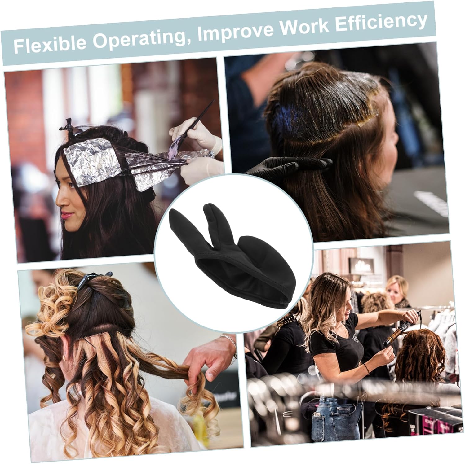 Heat Resistant Gloves for Hair Styling Thermal Protection for Curling Wand and Straightening Elegant Black Design for Salons Hairdressers and Home Use