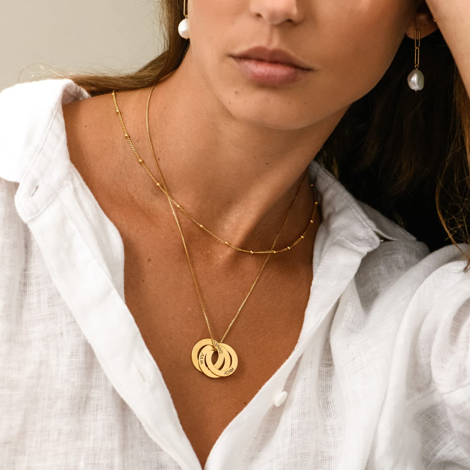 MyNameNecklace MYKA Collar Anillo Ruso Grabado - Regalo Personalizado para Ella, Regalos para Mujer