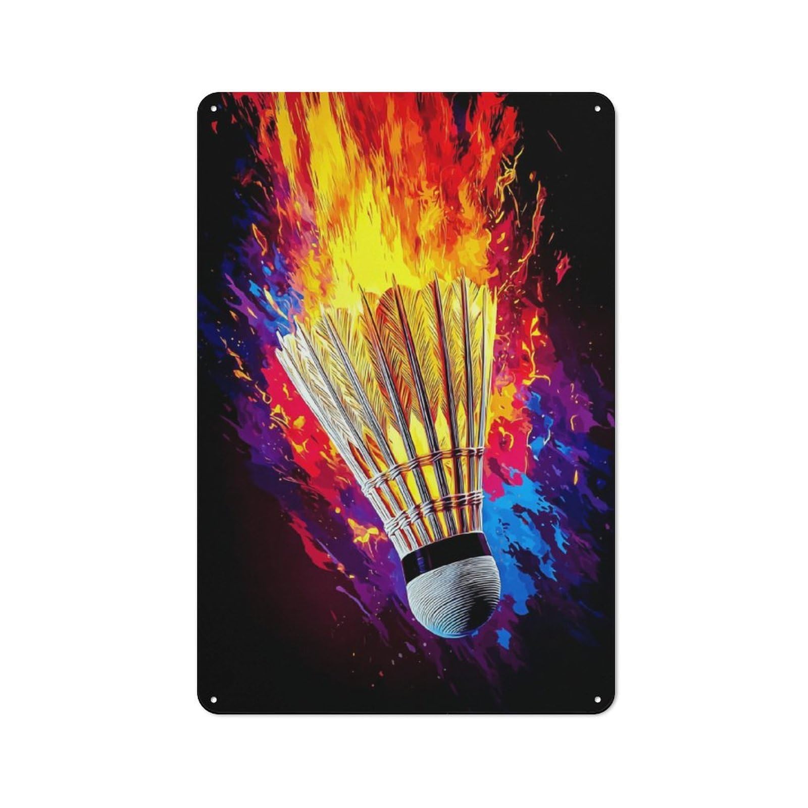 Junmoney Flaming Shuttlecock Artwork -5 Vintage Metal Sign 30X20cm, Nostalgic Pub Wall Decor For Pub, Home Bar, Shed Or Man Cave