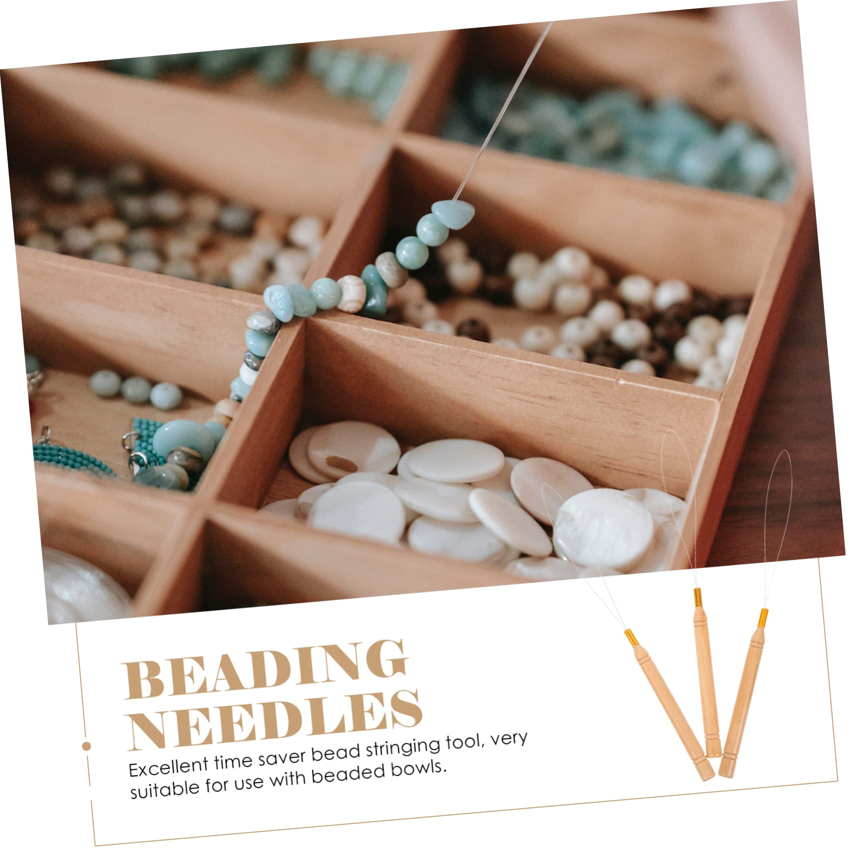 HAPINARY 3Pcs Bead Threader Handle Beading Needles for Easy Jewelry Making Sewing Knitting Supplies Durable Tools for Quick Beading Projects