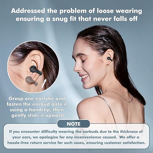 Miniatura 6 de Clips para los oídos, auriculares de conducción ósea para canales auditivos pequeños, auriculares abiertos Bluetooth con ganchos para los oídos,