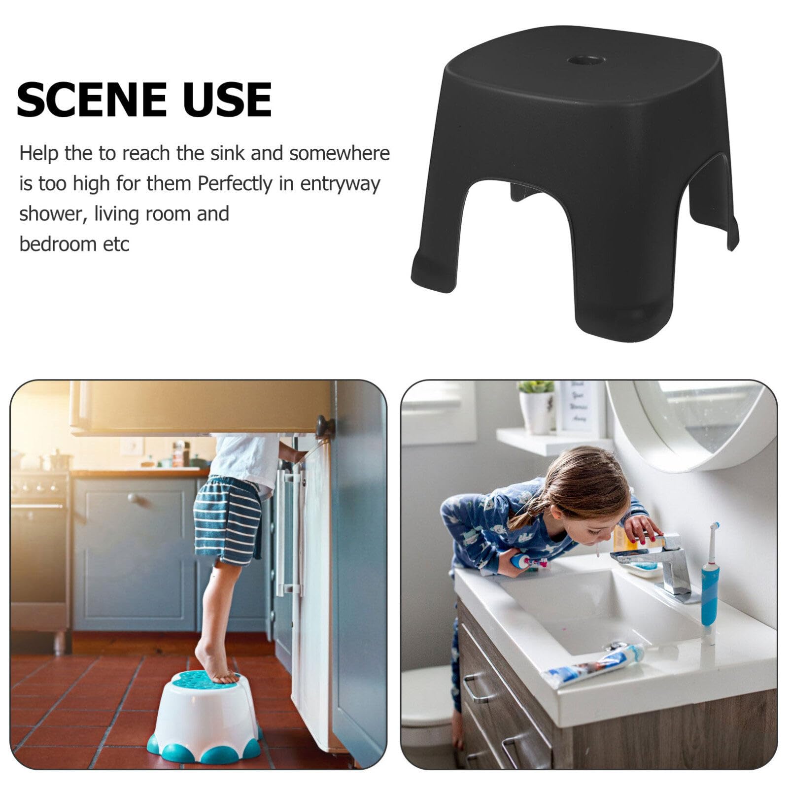 Sgabello da Bagno in Pvc Nero Stabile e Solido per Piedi Supporto per Posizione Naturale Squat, per Uso Quotidiano in Bagno e Casa