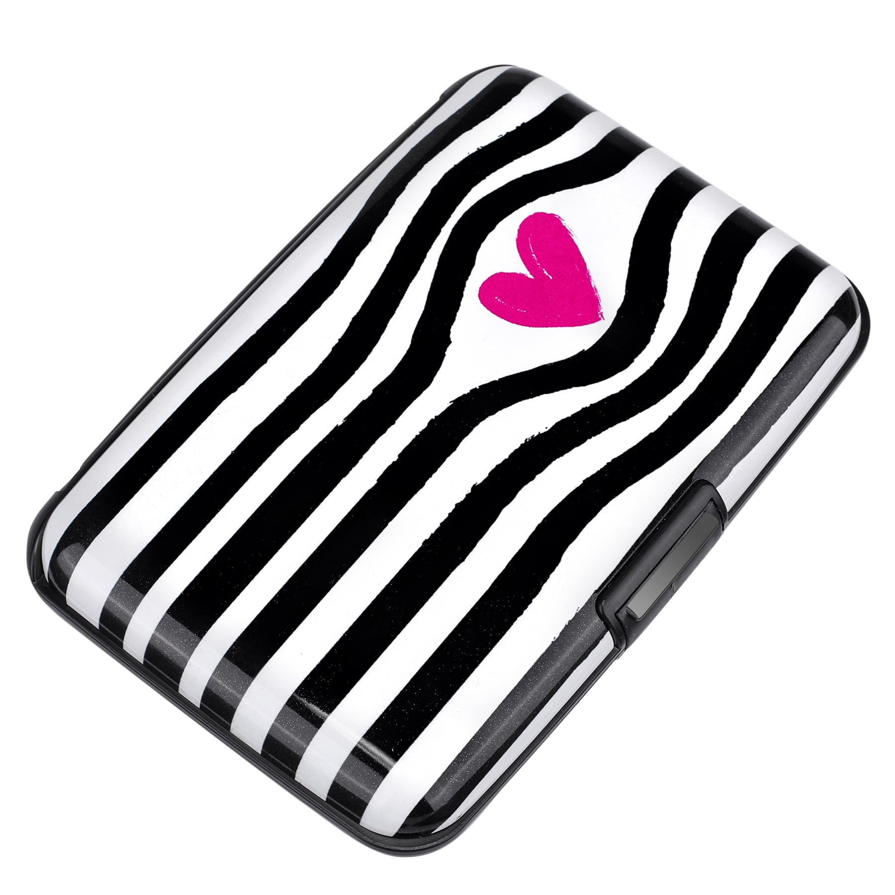 ELFISH Mini RFID Aluminum Wallet Credit Cards Holder Business Card Case Metal ID Case for Men Women (Eye heart)