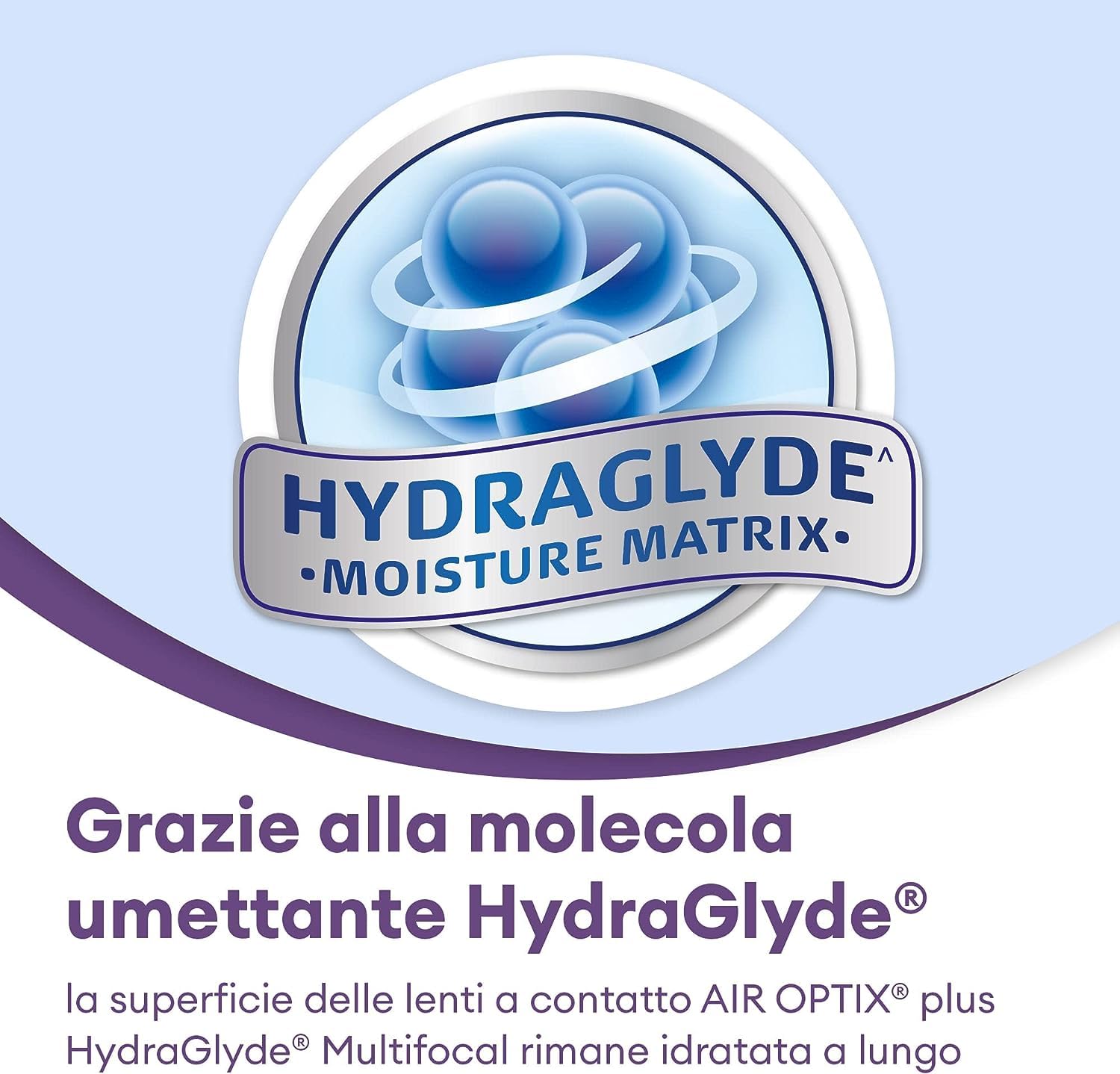 Air Optix Plus HydraGlyde Multifocal Lenti a Contatto Mensili, 6 Lenti, BC 8.6 mm, DIA 14.2 mm, ADD MED, -0.25 Diopt